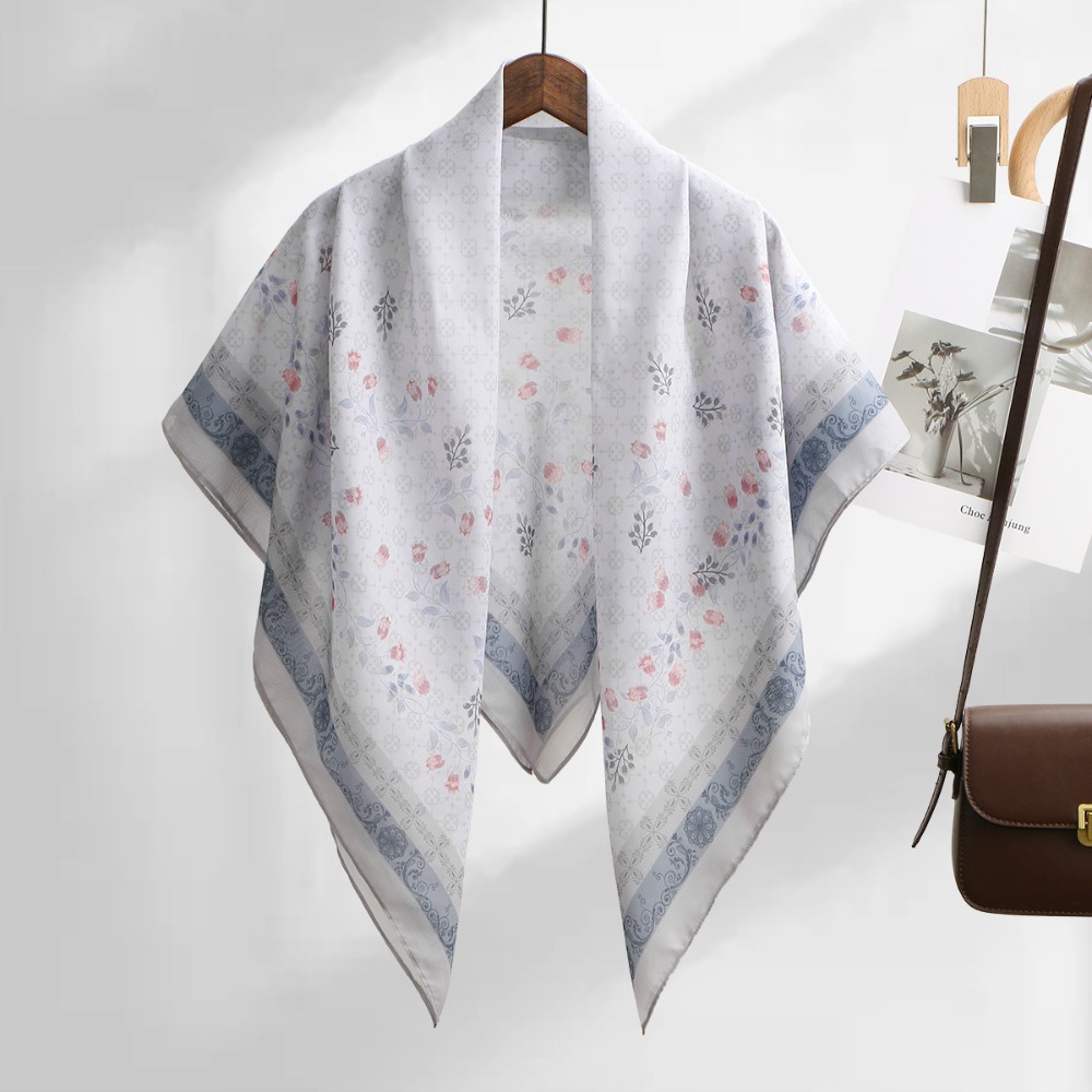 Women Fashion Malaysia - Fashion Square Shape Floral Printed Scarf