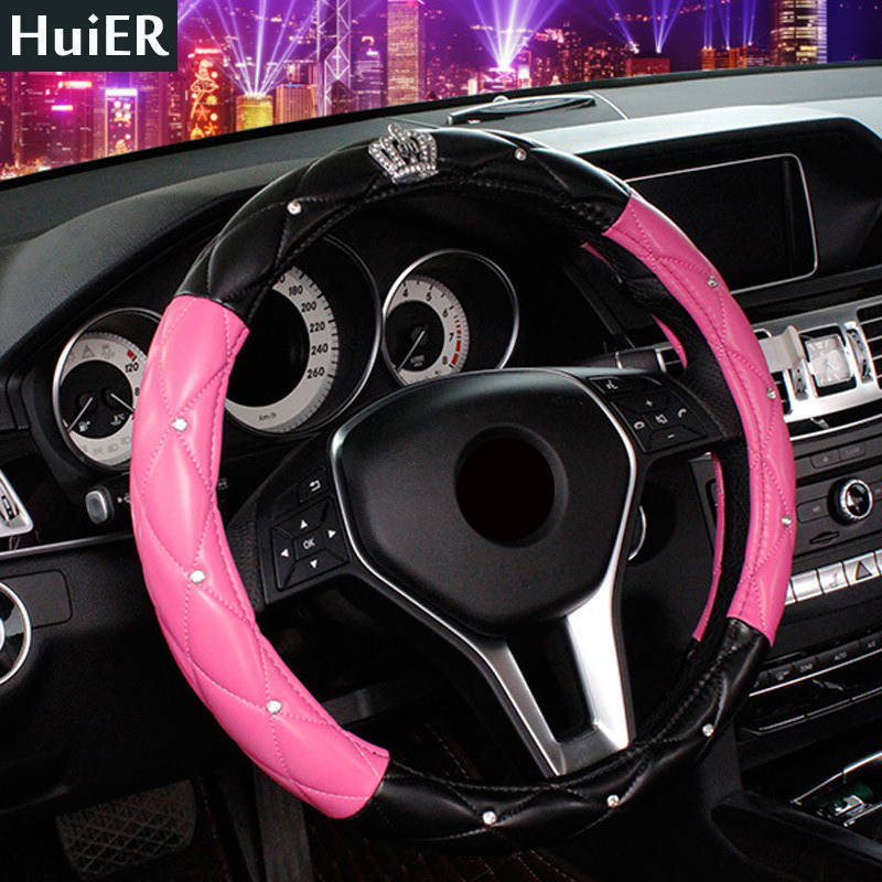 Women Fashion Hub - HuiER Steering Wheel Cover Crystal Rhinestone