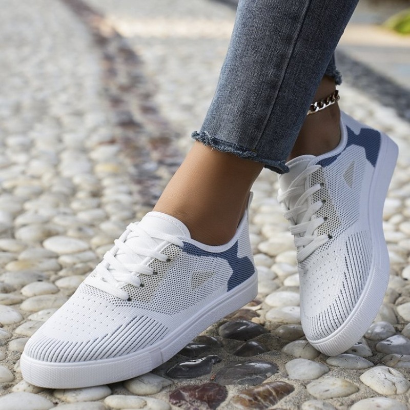 Women'S Fashion Tennis Shoes - Women Casual Sneakers Woven Look Lace