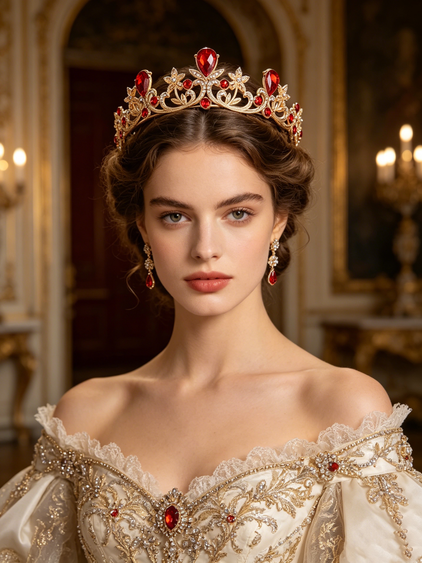 Women Fashion Reddit - Golden Rose Gold Red Diamond Crown