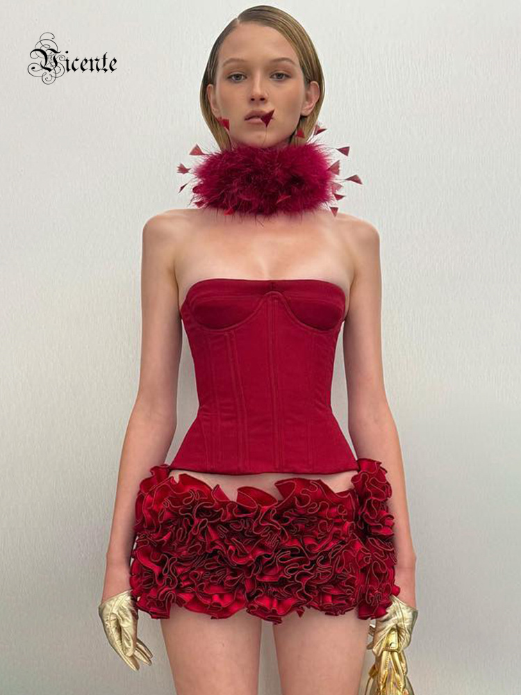 Women Fashion Reddit - VC Christmas Dress Strapless Red Structured