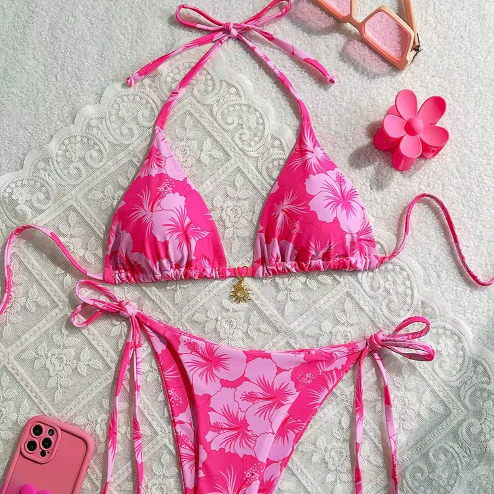 Women Fashion Vest - Women's Printed Vest Bikini+Thong Bra Design