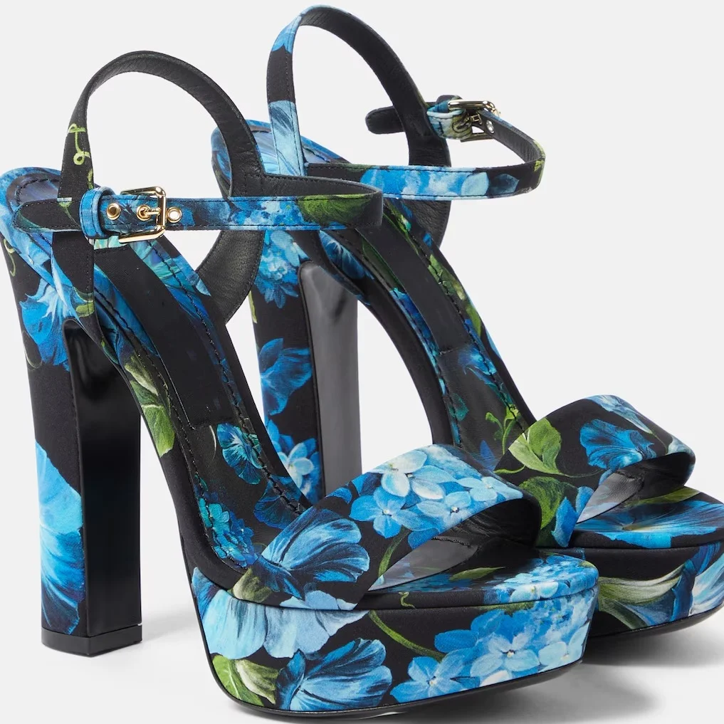 Floral Summer Dress - 2024 Summer Floral Satin Platform Sandals