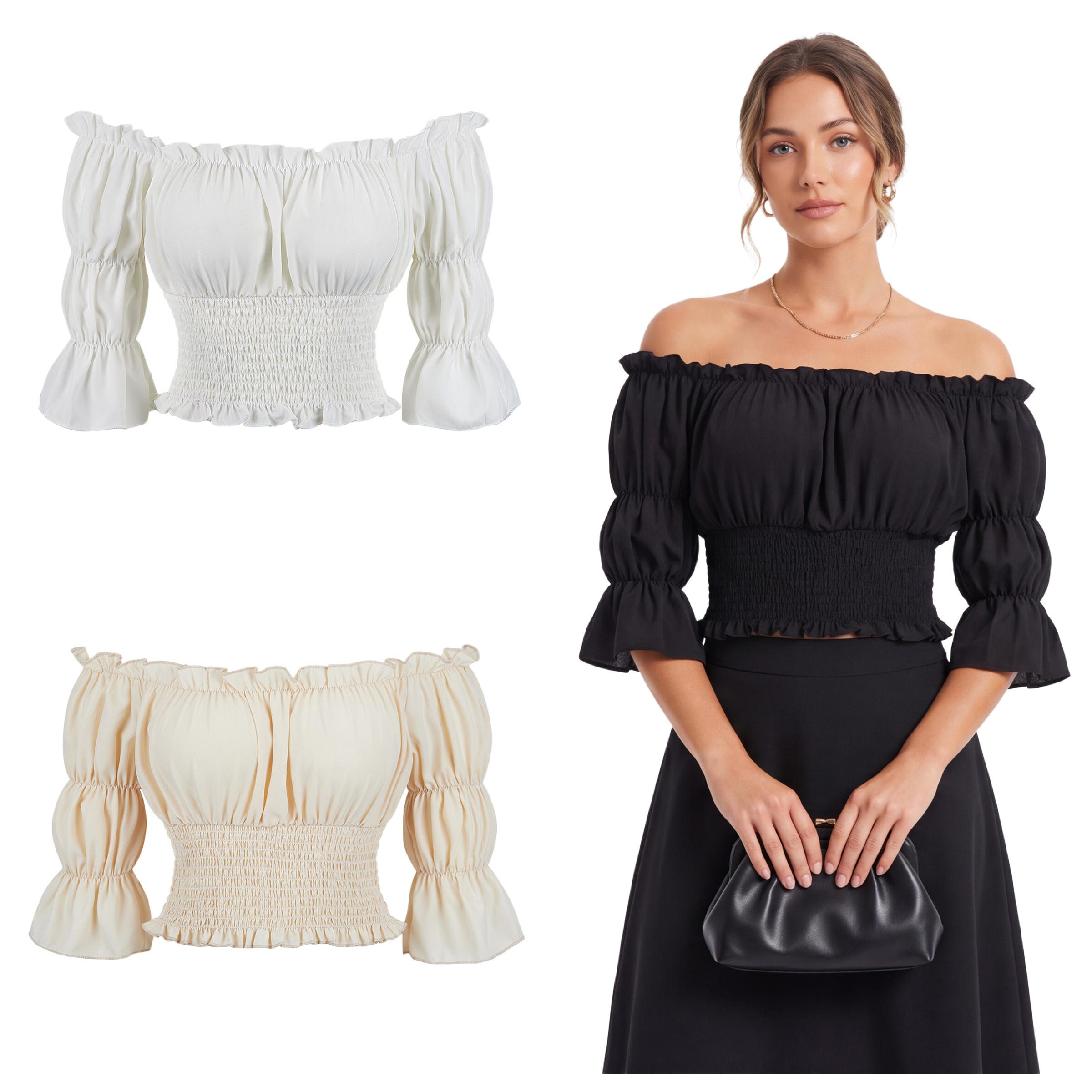 Off Shoulder Top - Renaissance Blouse Women Top with Short