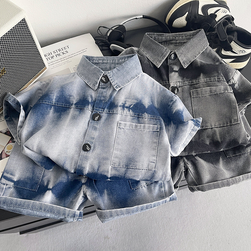 Tie Dye Two Piece - Summer Tie Dye Denim Shirt And