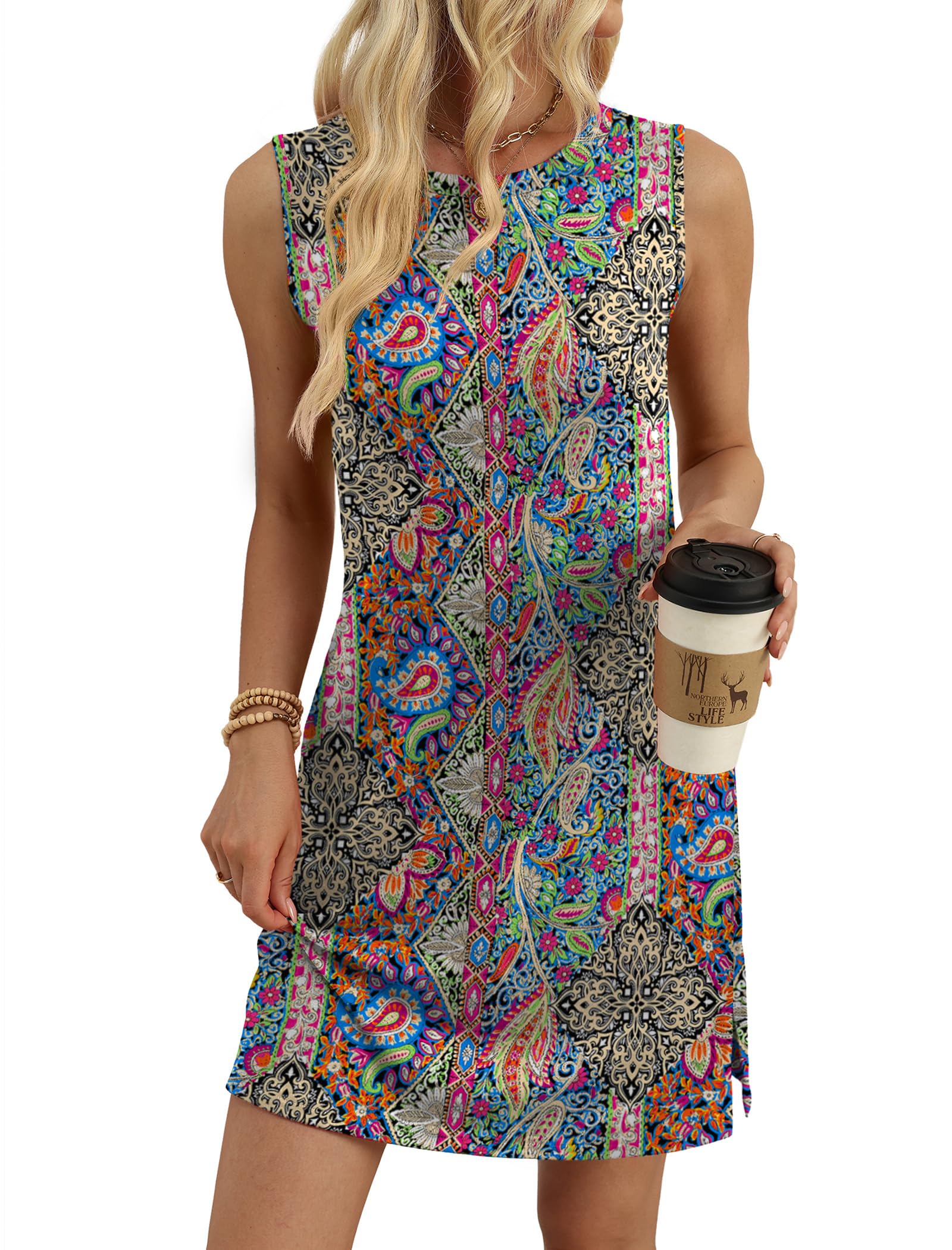 Casual Sleeveless Crewneck Dre - Floral Summer Dress ulasan dan harga