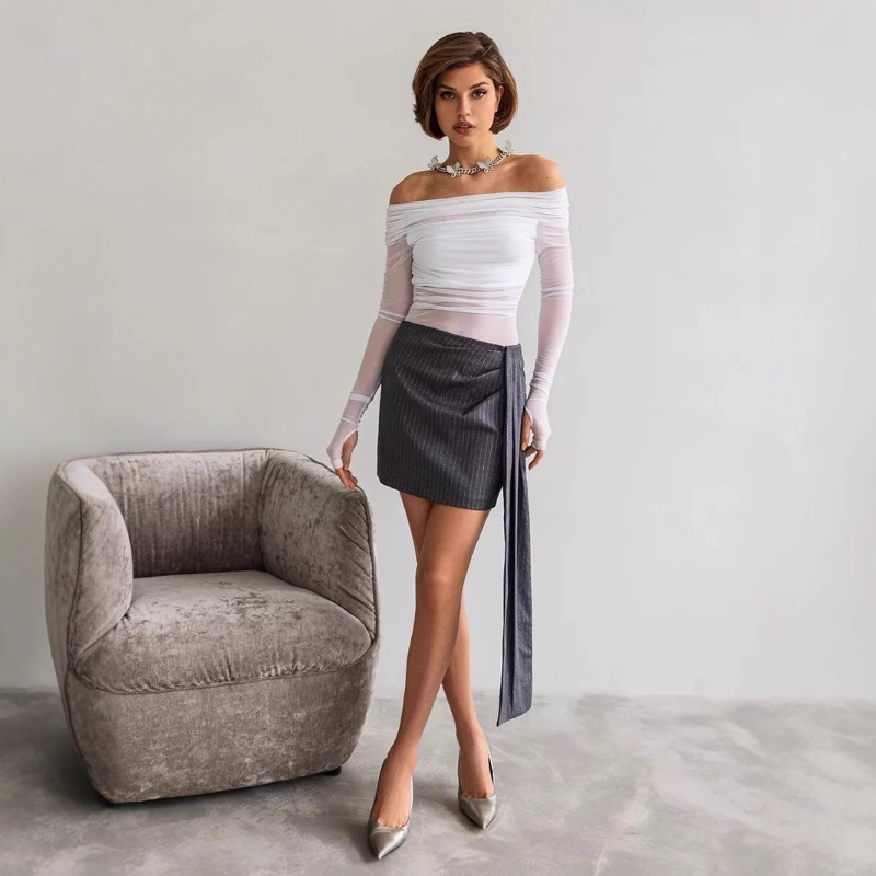 Women  Mesh Off Shoulder Top S - Off Shoulder Top ulasan dan harga