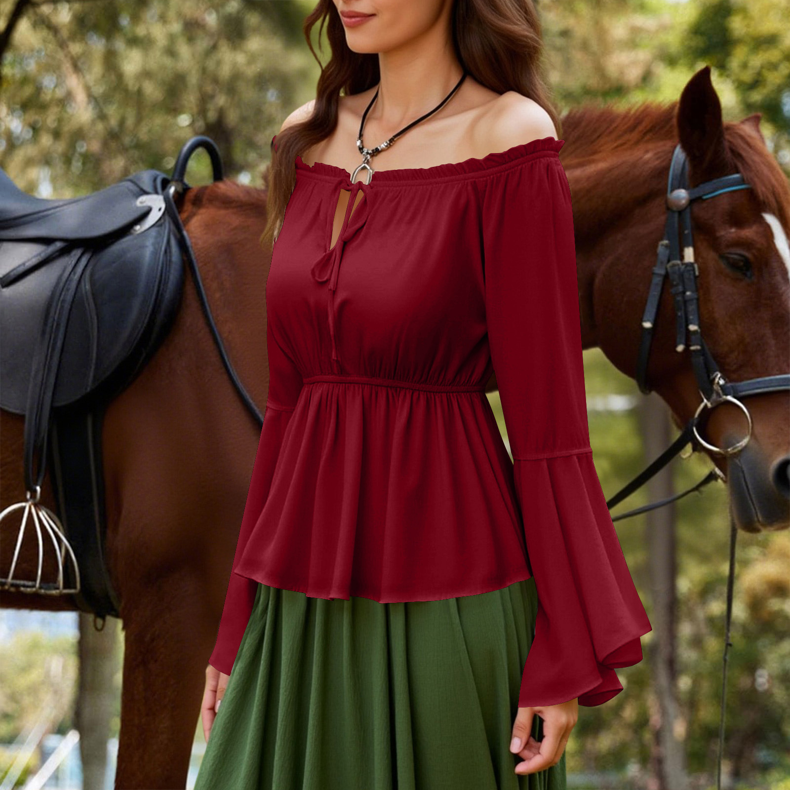 Womens Blouse Gothic Renaissan - Off Shoulder Top ulasan dan harga