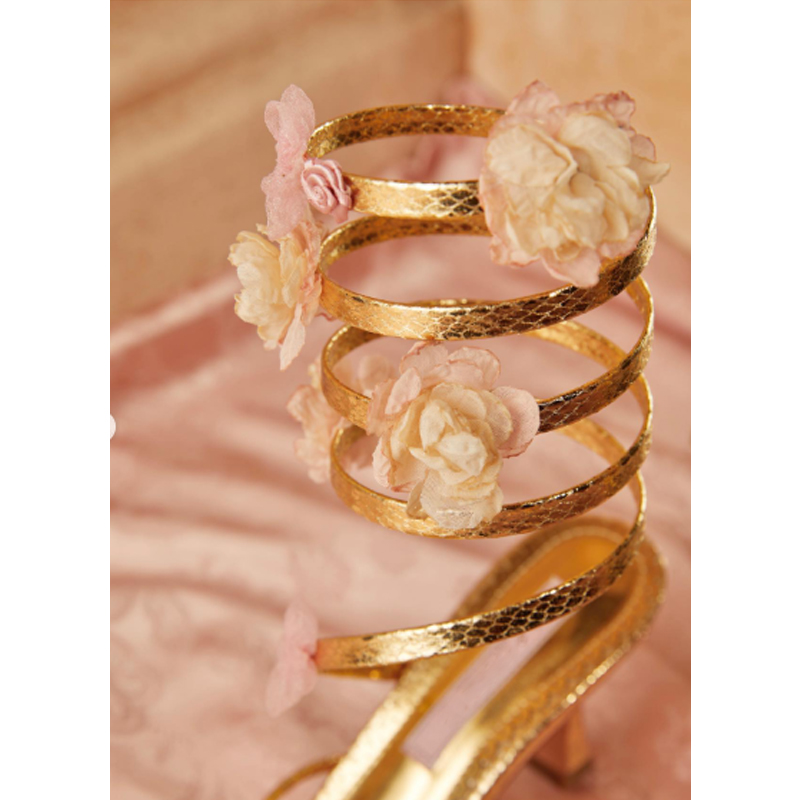 Gold Floral Ankle Wrap Square  - Floral Summer Dress ulasan dan harga