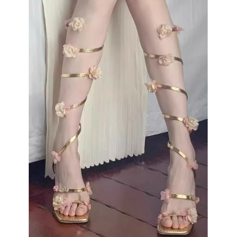 Gold Floral Ankle Wrap Square  - Floral Summer Dress ulasan dan harga