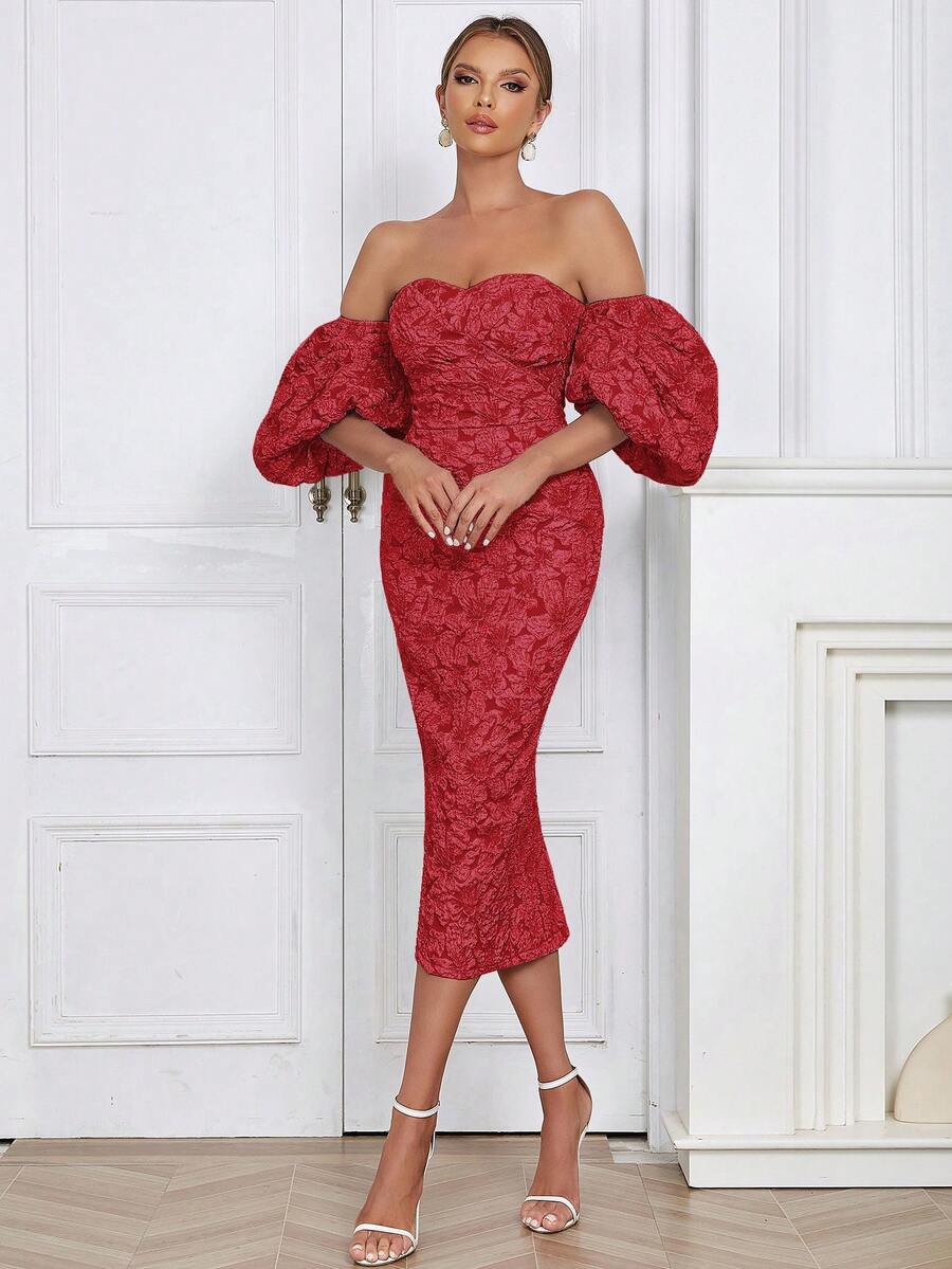 Off Shoulder Puff Sleeve Flora - Floral Summer Dress ulasan dan harga