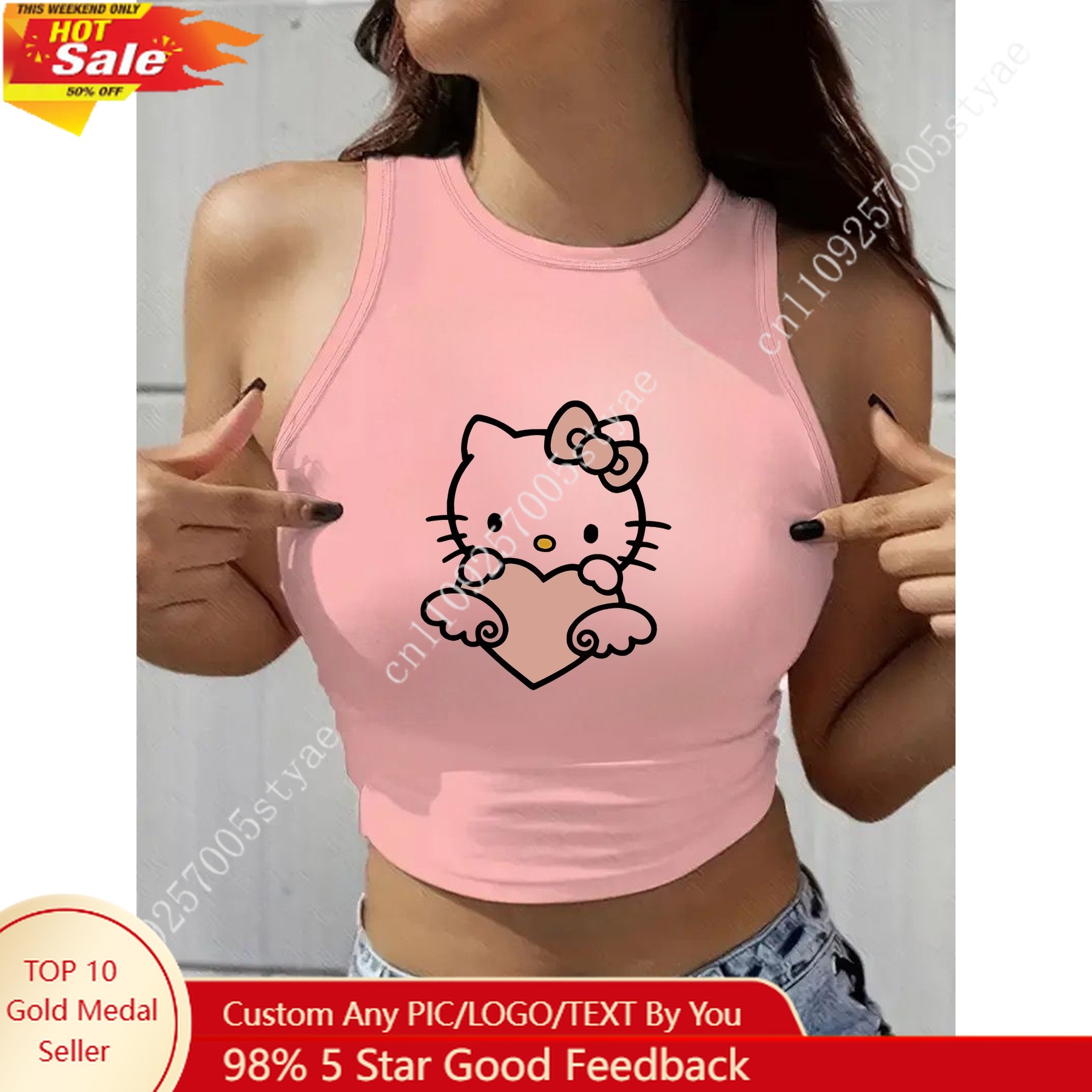 HELLO KITTY Classic Round Neck - Women Fashion Vest ulasan dan harga