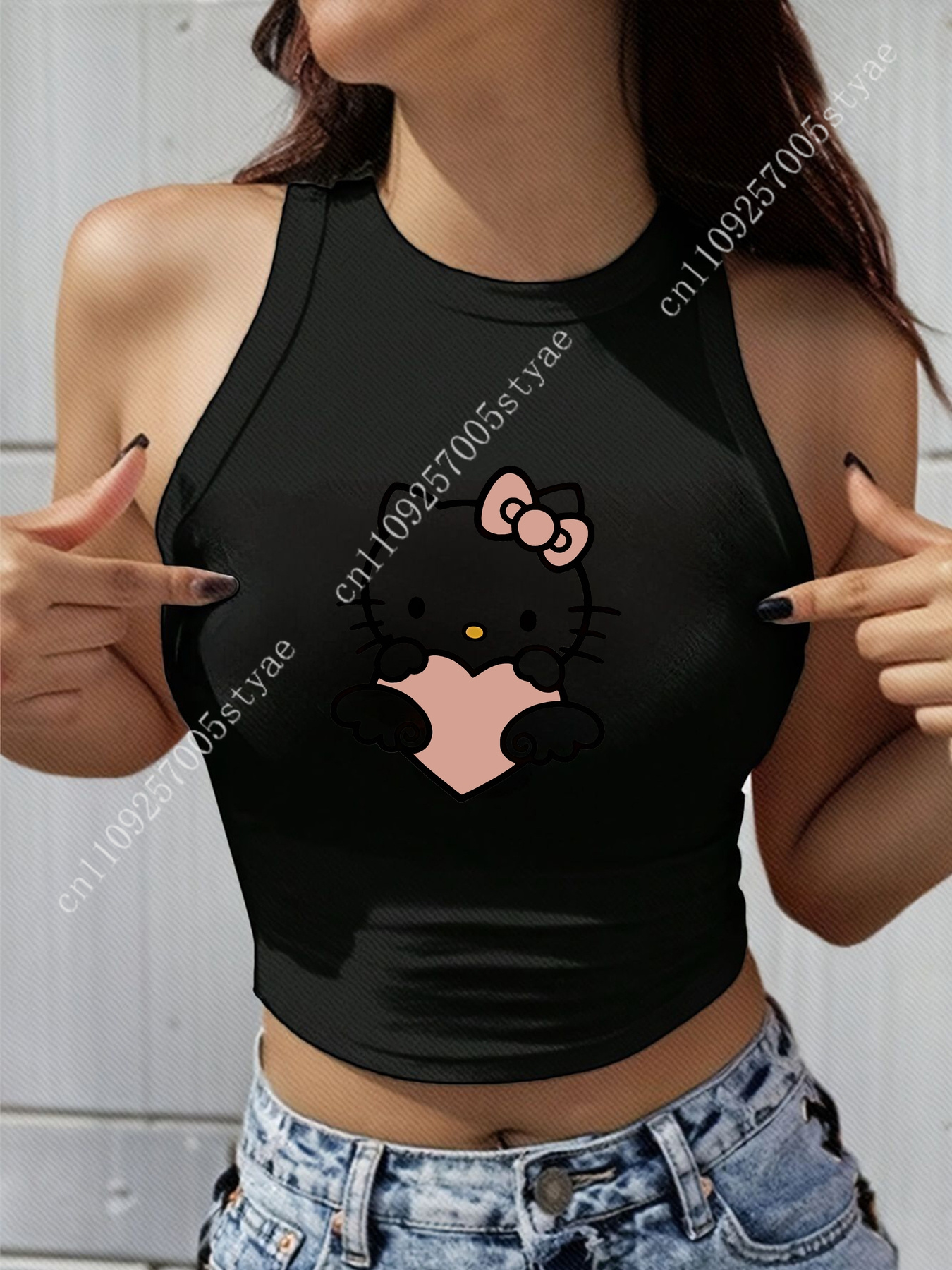 HELLO KITTY Classic Round Neck - Women Fashion Vest ulasan dan harga