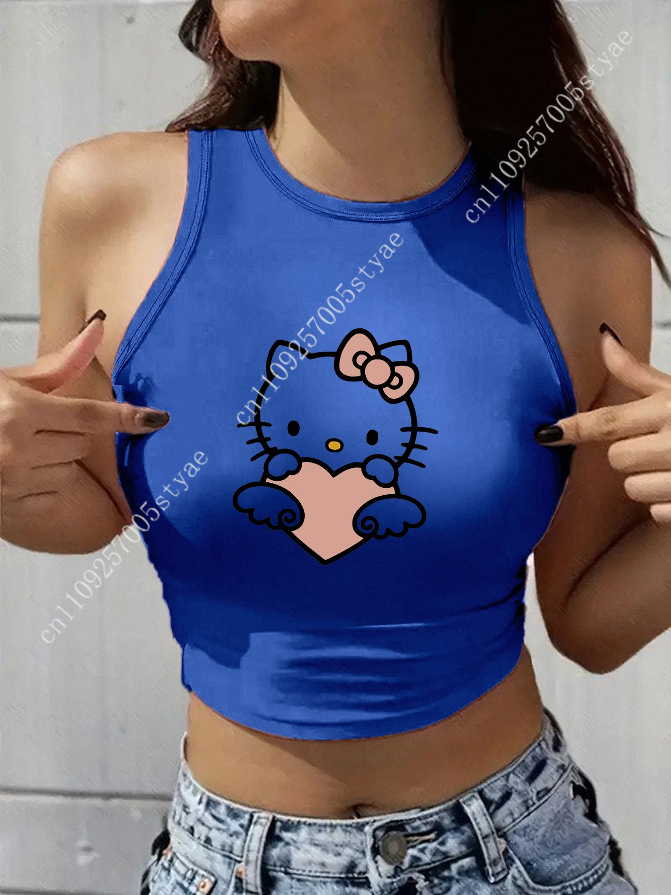 HELLO KITTY Classic Round Neck - Women Fashion Vest ulasan dan harga