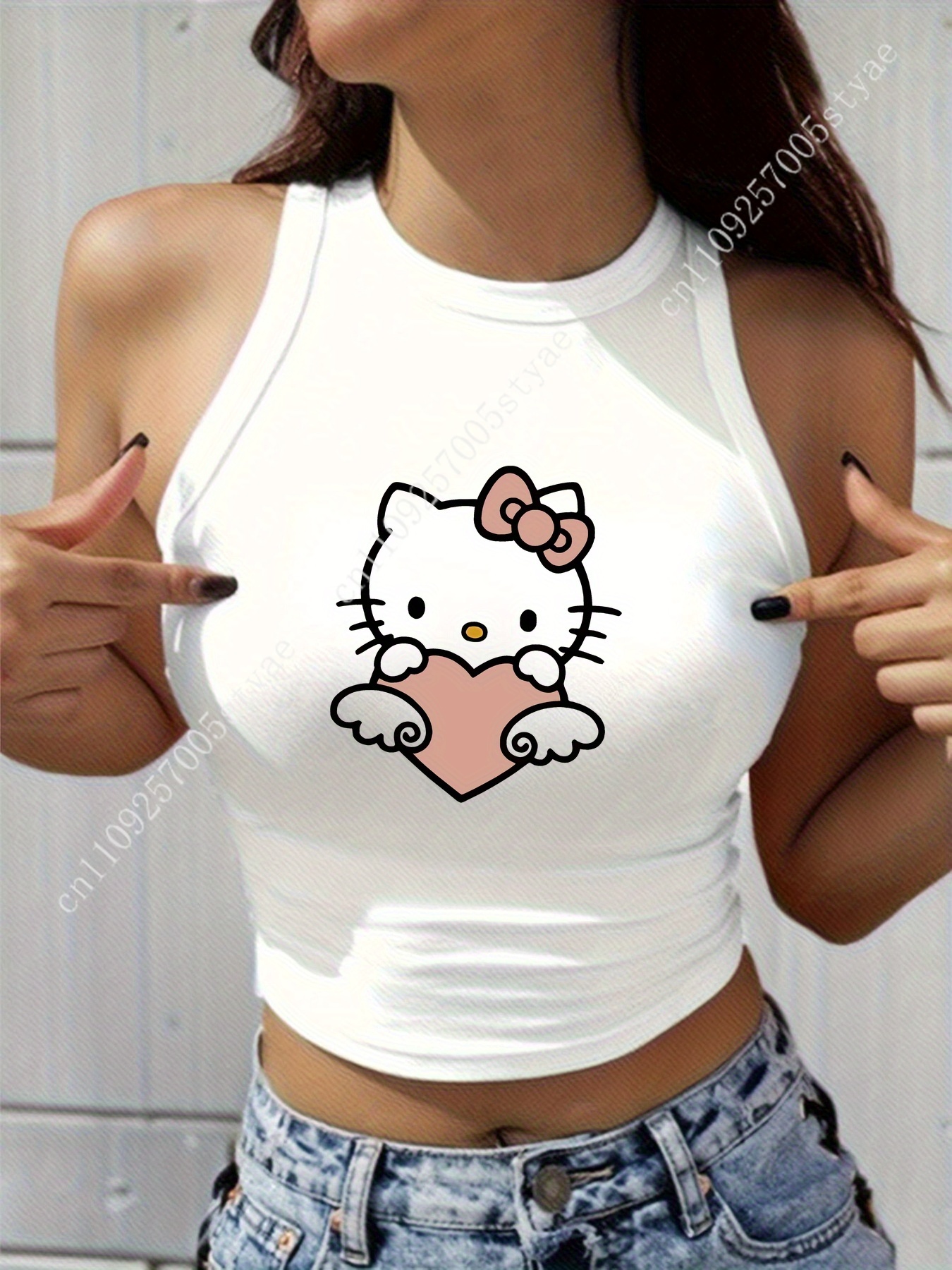 HELLO KITTY Classic Round Neck - Women Fashion Vest ulasan dan harga
