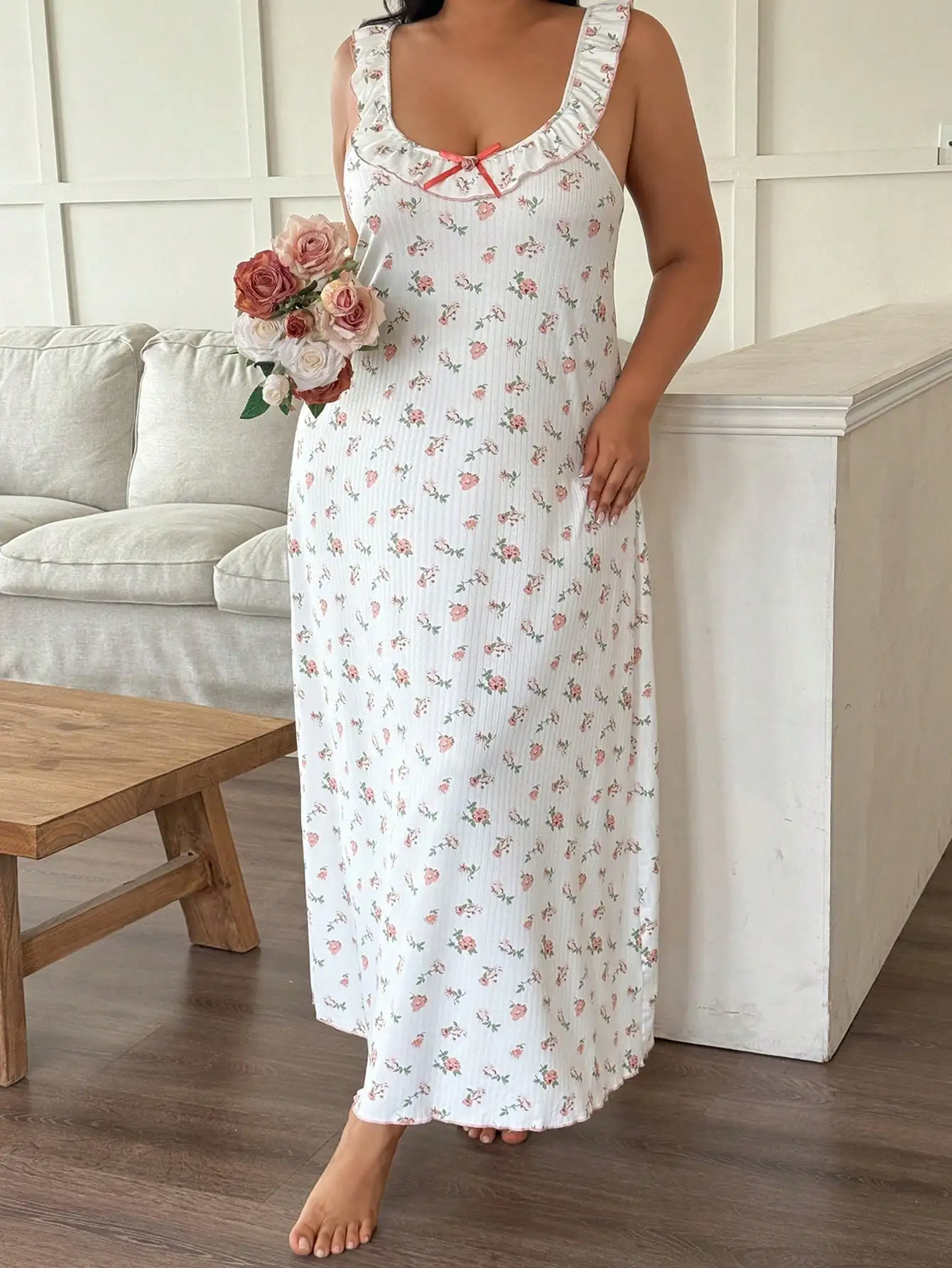 Plus Size Mid-Length Ditsy Flo - Floral Summer Dress ulasan dan harga