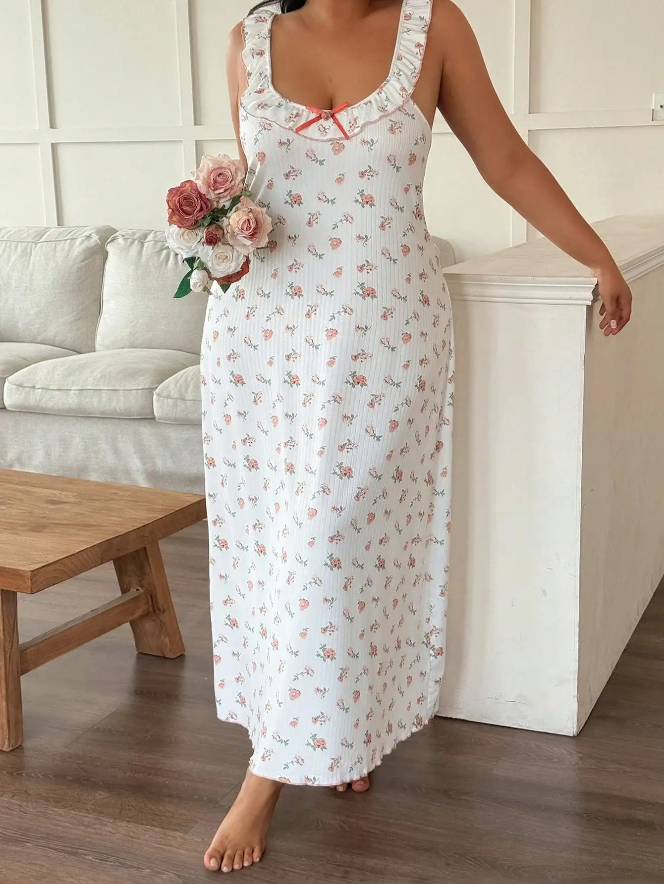 Plus Size Mid-Length Ditsy Flo - Floral Summer Dress ulasan dan harga
