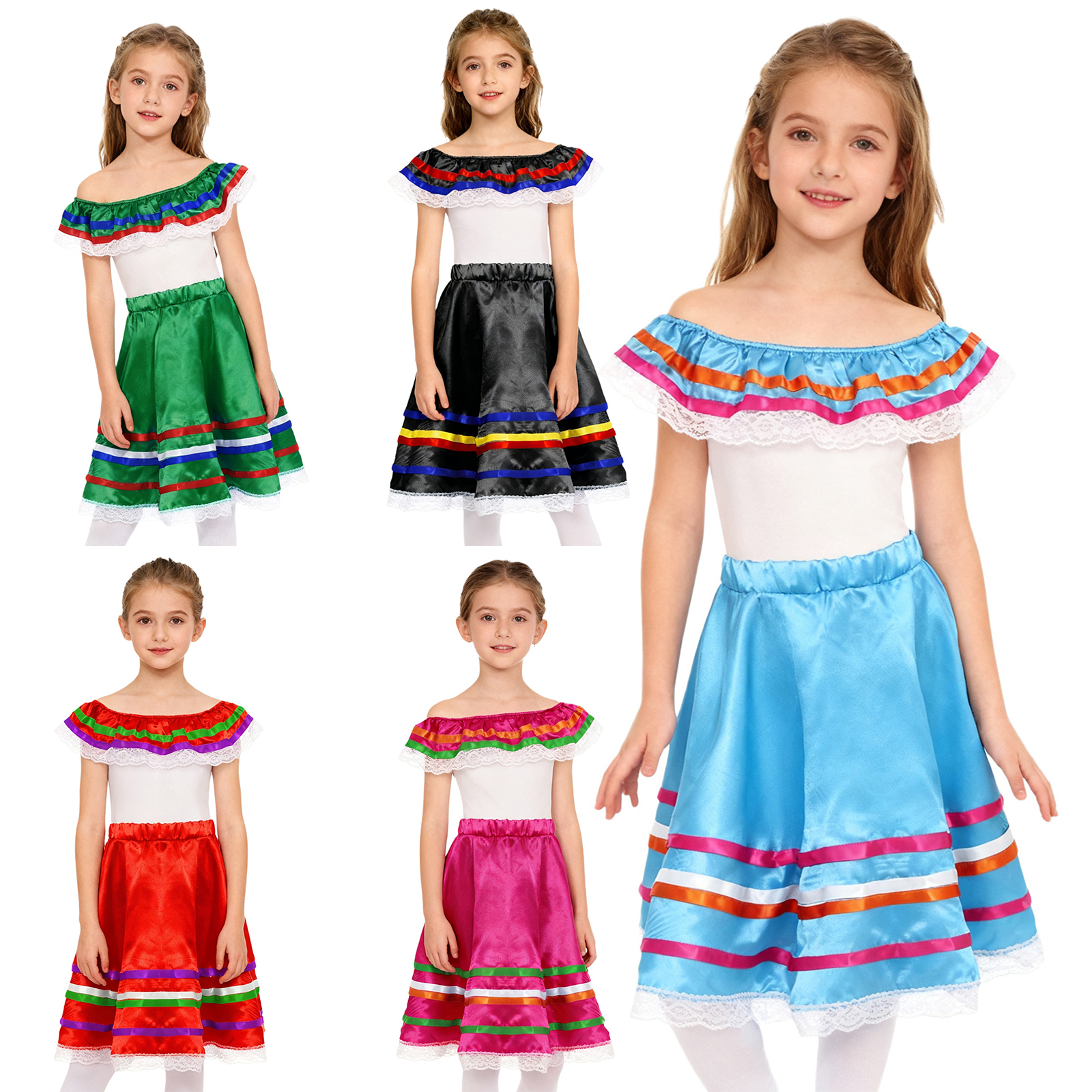 Girls Mexican Flamenco Dance D - Off Shoulder Top ulasan dan harga