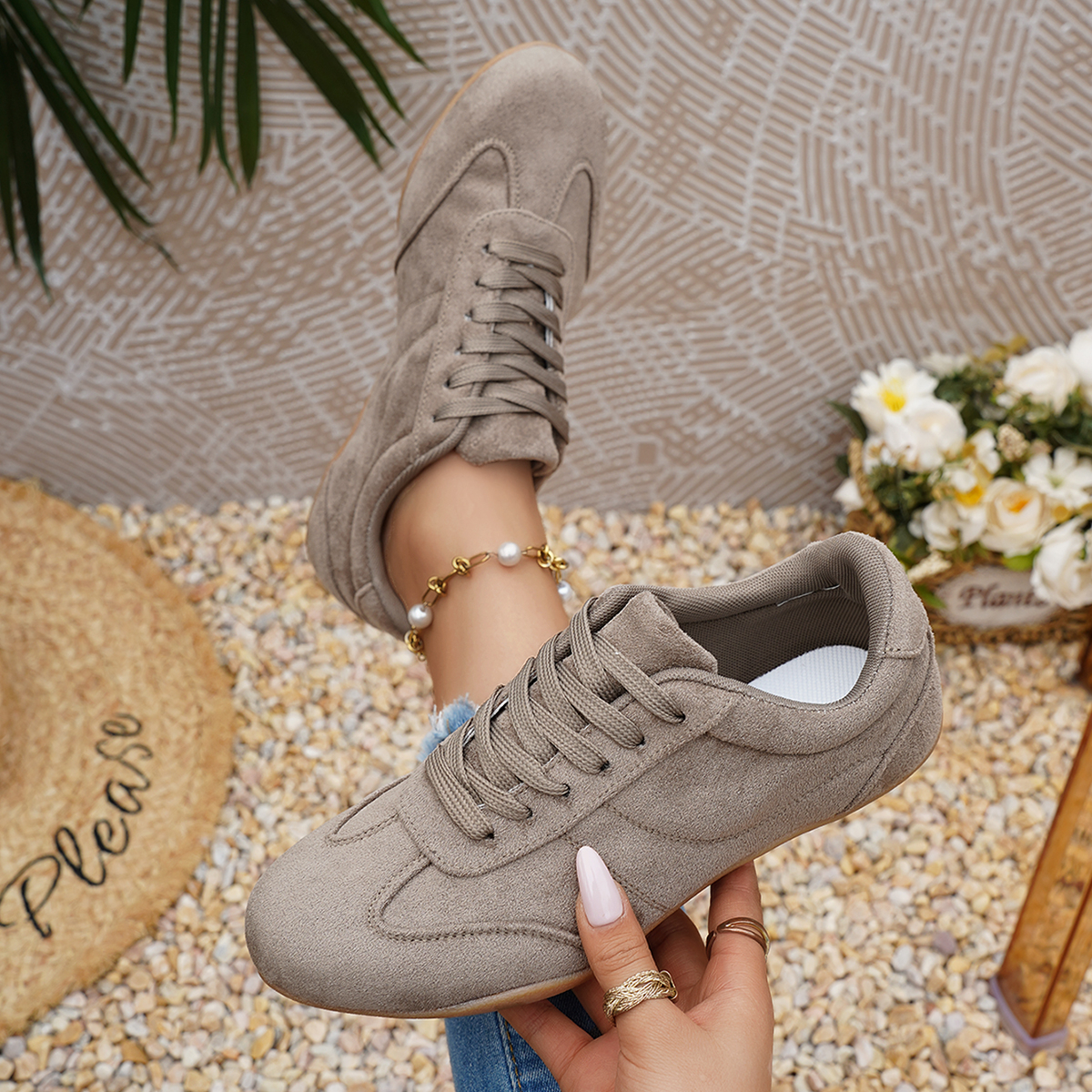 Women Natural Suede Leather La - Women'S Fashion Tennis Shoes ulasan dan harga