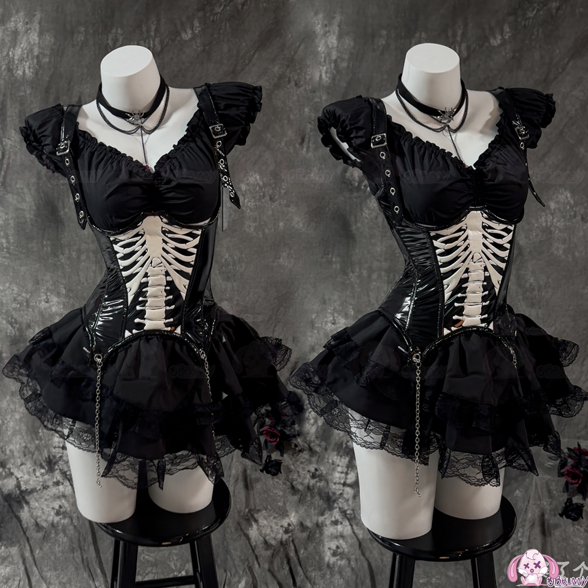 Halloween Gothic Skull Short D - Corset Top Boned ulasan dan harga