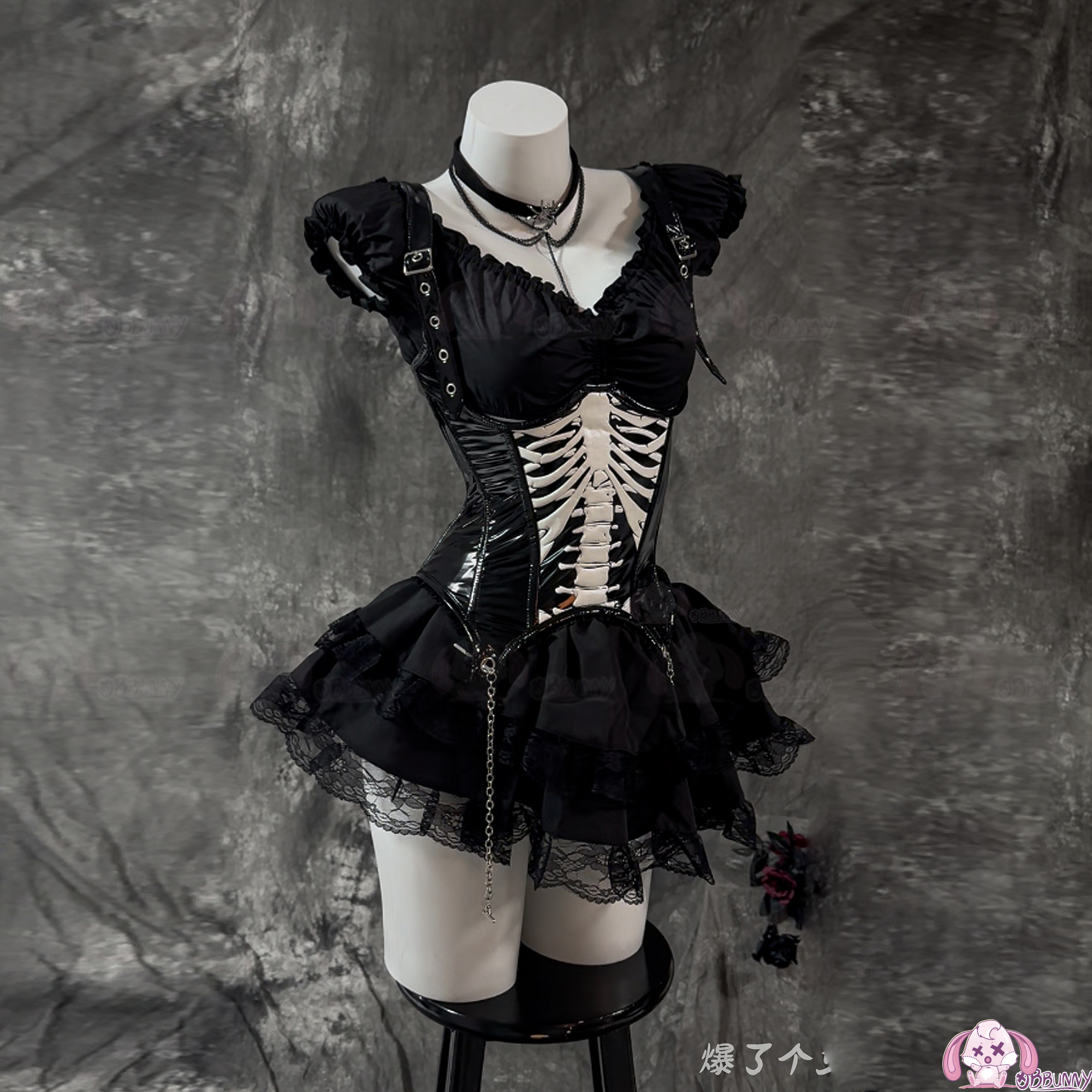 Halloween Gothic Skull Short D - Corset Top Boned ulasan dan harga