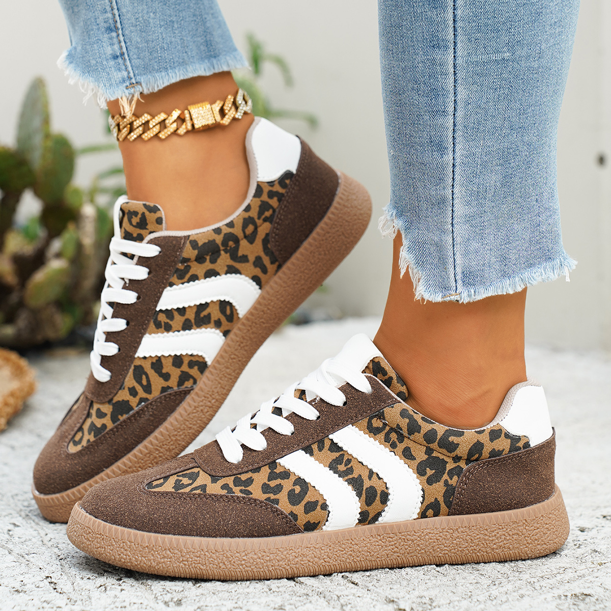 Women's Retro Leopard Print Ca - Women'S Fashion Tennis Shoes ulasan dan harga