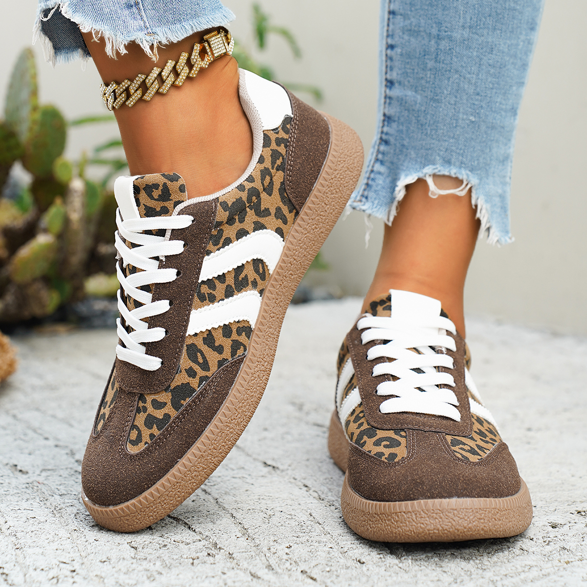 Women's Retro Leopard Print Ca - Women'S Fashion Tennis Shoes ulasan dan harga