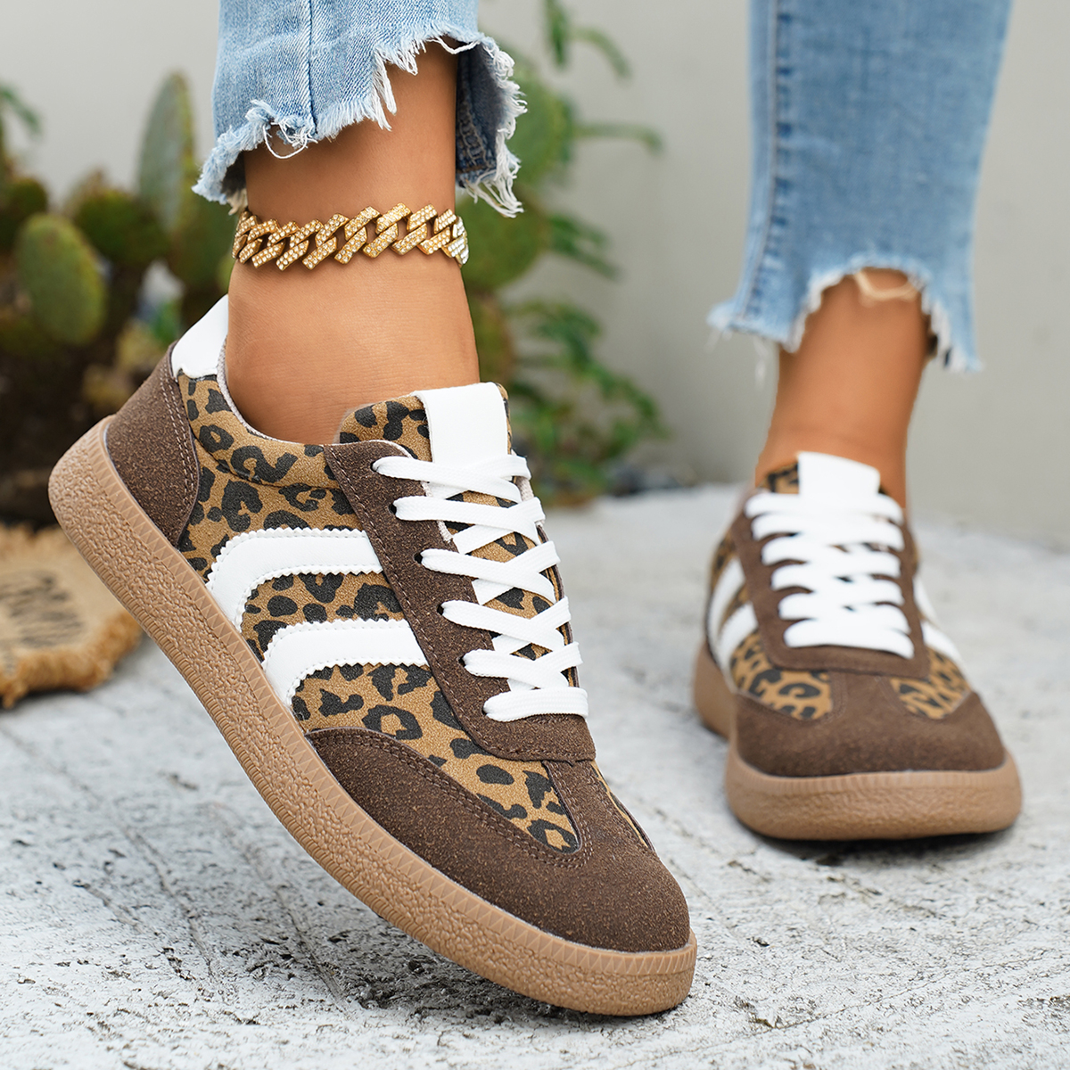 Women's Retro Leopard Print Ca - Women'S Fashion Tennis Shoes ulasan dan harga