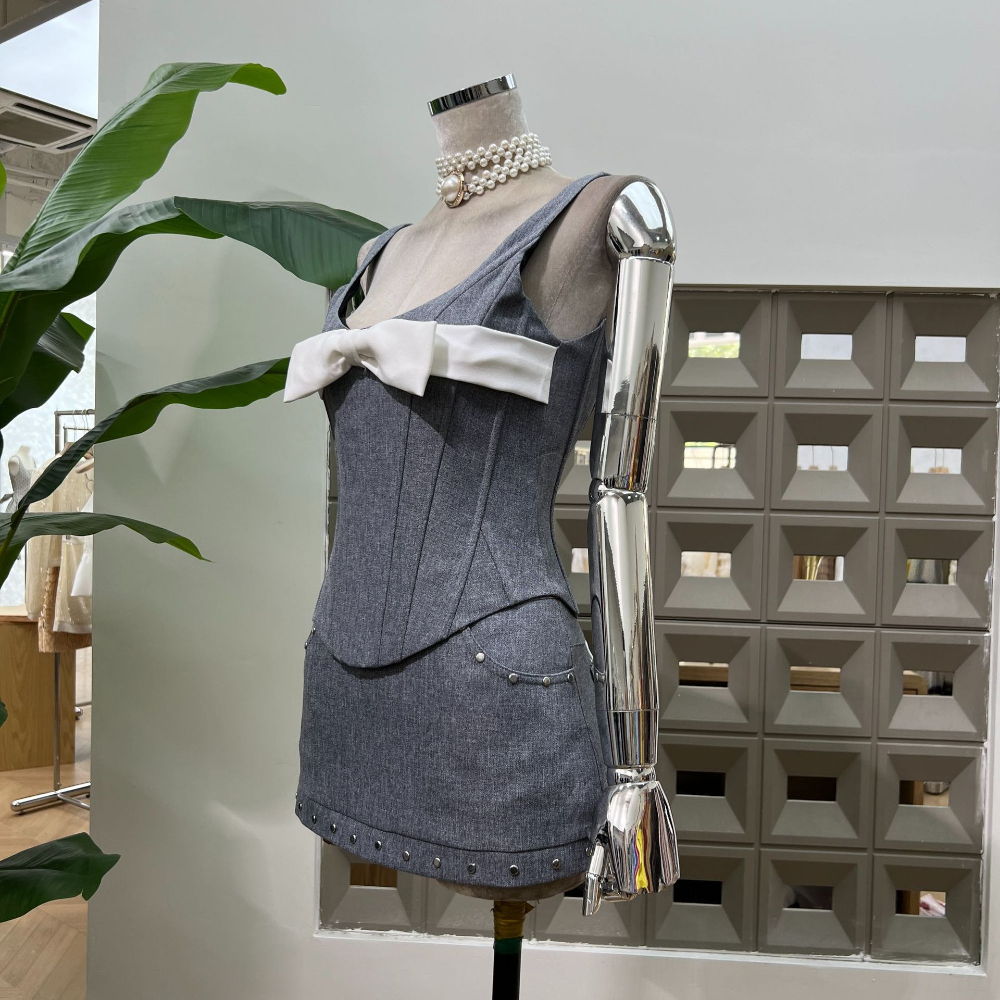 Summer 2025 Ash Gray Boned Cor - Corset Top Boned ulasan dan harga