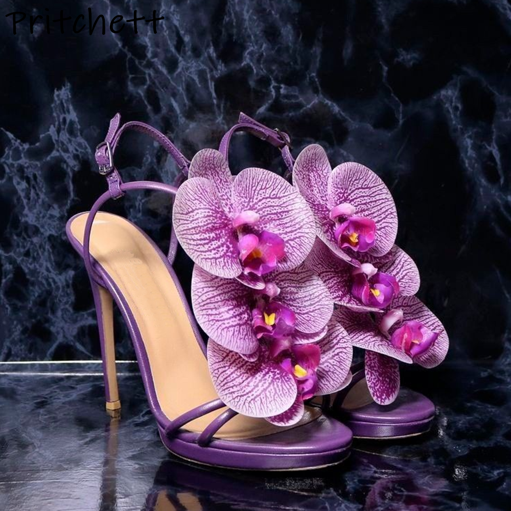 Purple White Orchid Sandals Ro - Floral Summer Dress ulasan dan harga