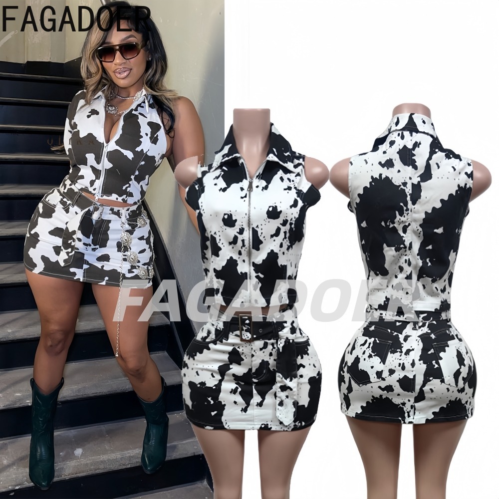 FAGADOER Fashion Cow Print Str - Tie Dye Two Piece ulasan dan harga