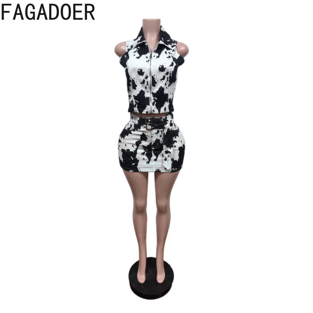 FAGADOER Fashion Cow Print Str - Tie Dye Two Piece ulasan dan harga