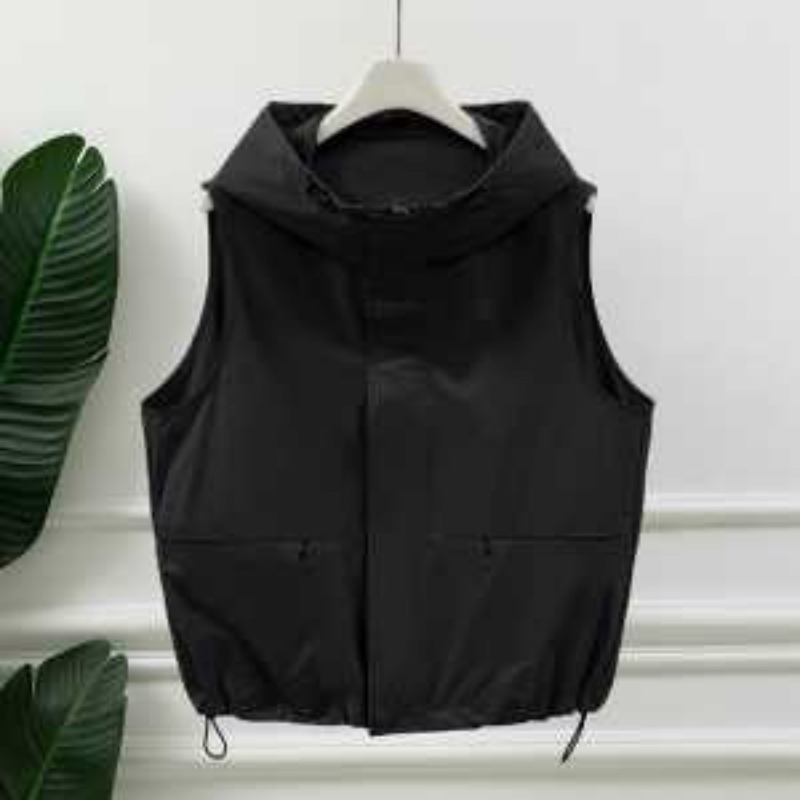 Womens Light Gray Hooded Sleev - Women'S Fashion Utility Vest ulasan dan harga