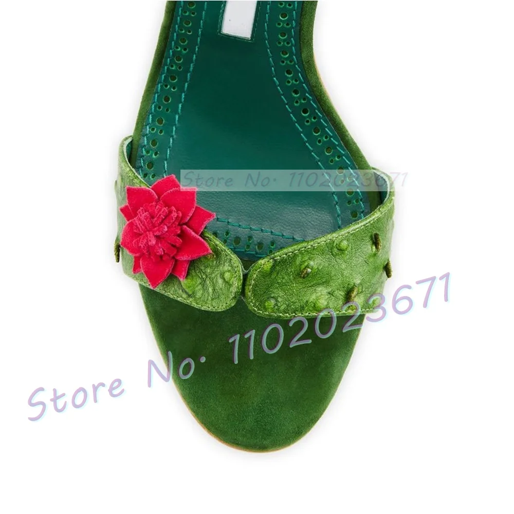 Red Flowers Lace-up Green Sand - Floral Summer Dress ulasan dan harga