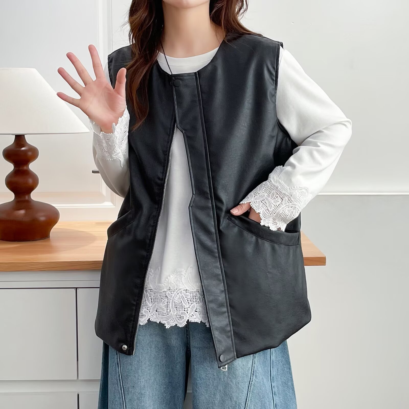 Fashion Plus Size Women's Leat - Women Fashion Vest ulasan dan harga