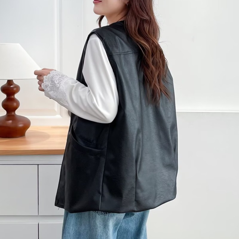 Fashion Plus Size Women's Leat - Women Fashion Vest ulasan dan harga