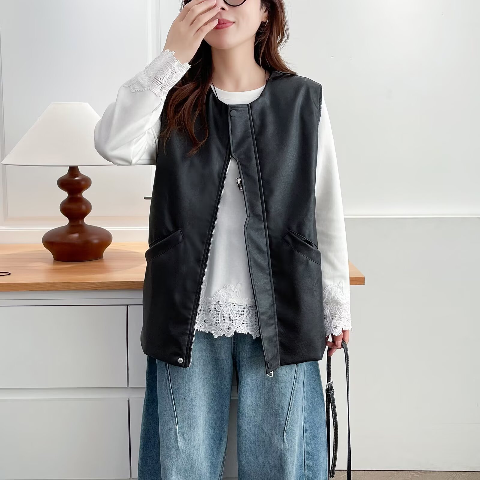 Fashion Plus Size Women's Leat - Women Fashion Vest ulasan dan harga